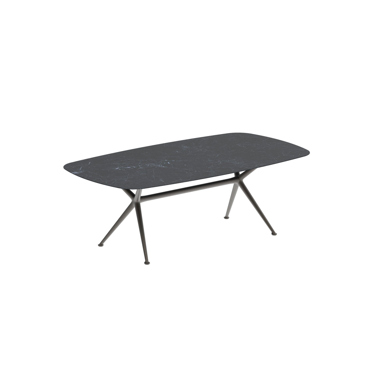 Royal Botania Exes Table Ovale 220x120cm Pieds Alu Bronze BR - Plateau Céramique Nero Marquina NM
