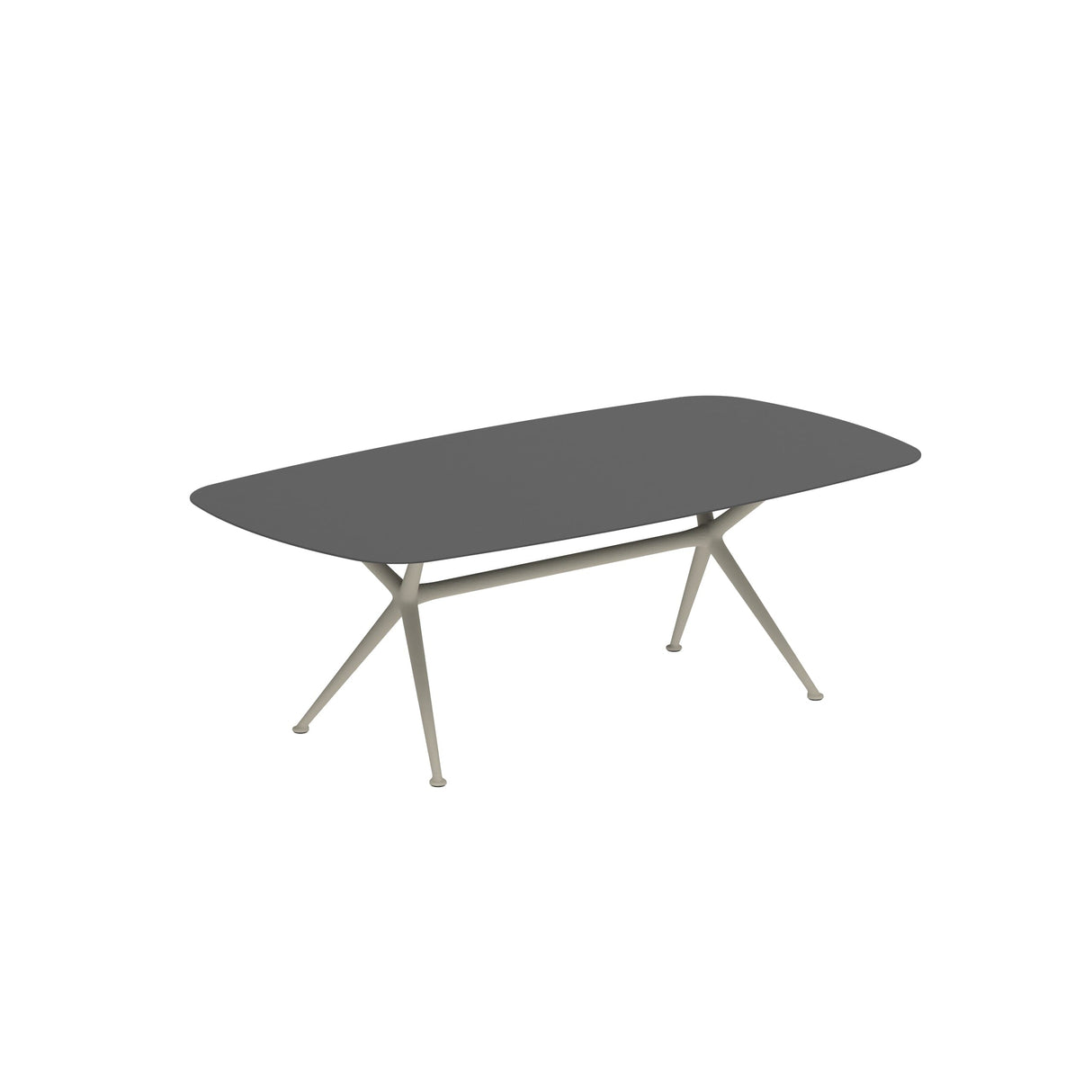 Royal Botania Exes Table Ovale 220x120cm Pieds Alu Pebble PB - Plateau Céramique Black ZUM