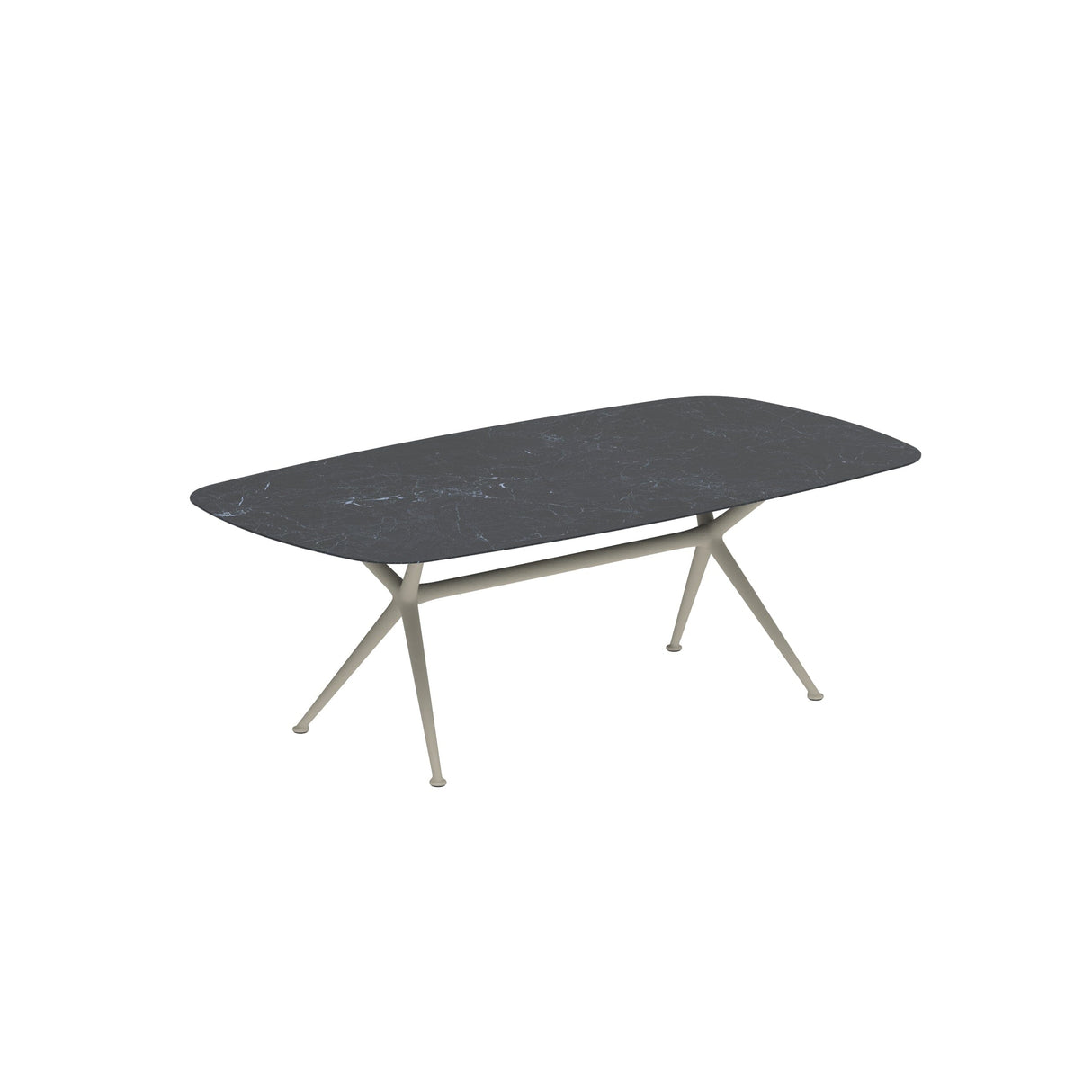 Royal Botania Exes Table Ovale 220x120cm Pieds Alu Pebble PB - Plateau Céramique Nero Marquina NM