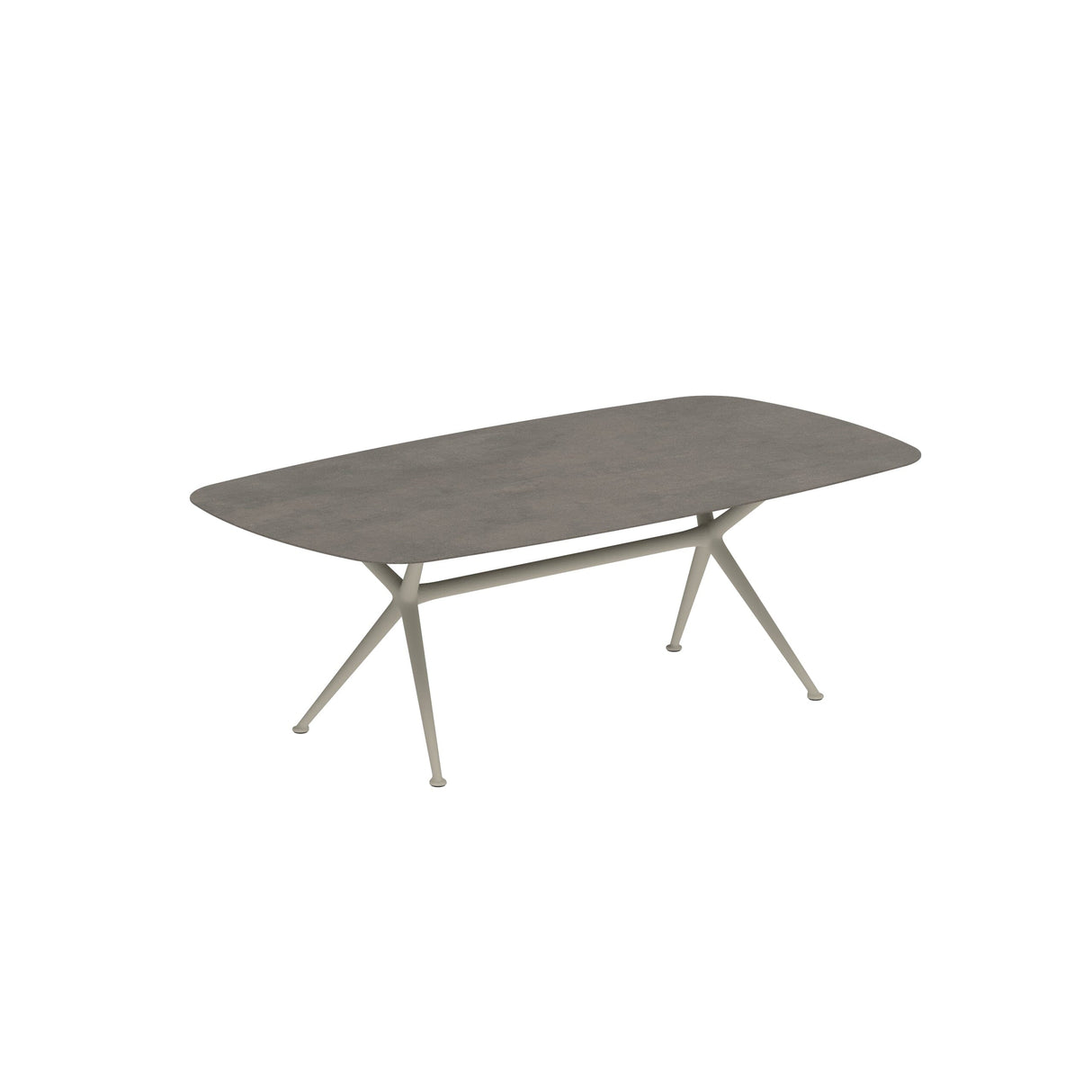 Royal Botania Exes Table Ovale 220x120cm Pieds Alu Pebble PB - Plateau Céramique Terra Marrone TM