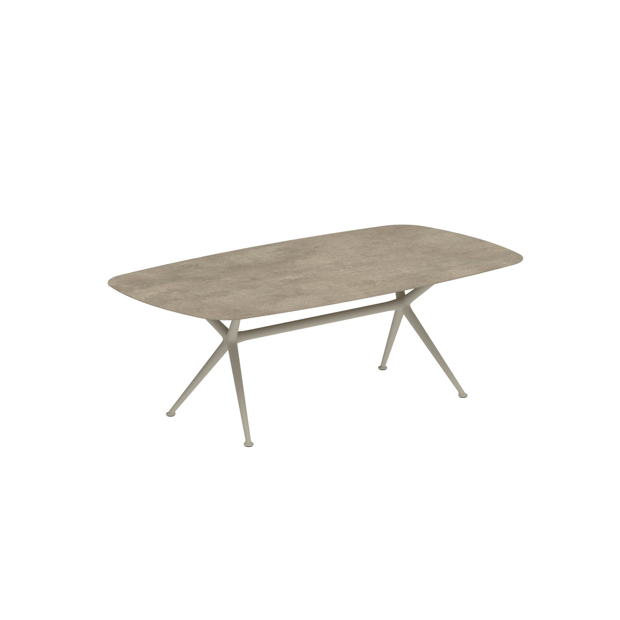 Royal Botania Exes Table Ovale 220x120cm Pieds Alu Pebble PB - Plateau Céramique Terra Sabbia TS