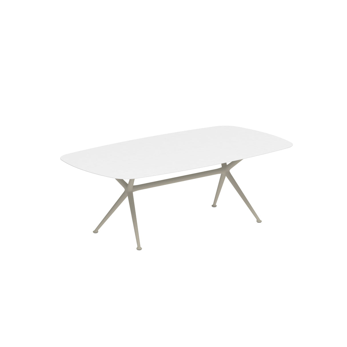 Royal Botania Exes Table Ovale 220x120cm Pieds Alu Pebble PB - Plateau Céramique White WUM