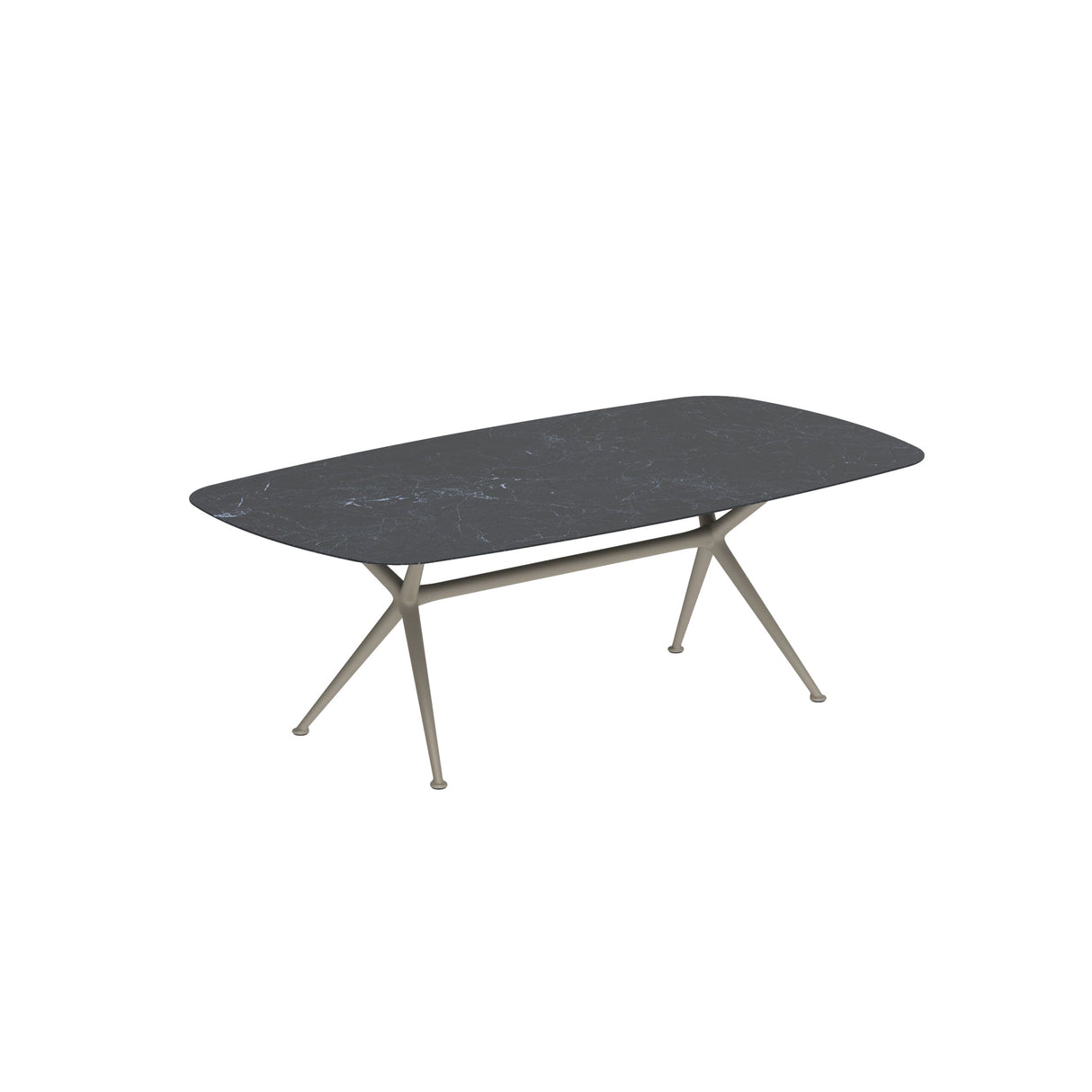 Royal Botania Exes Table Ovale 220x120cm Pieds Alu Sand S - Plateau Céramique Nero Marquina NM