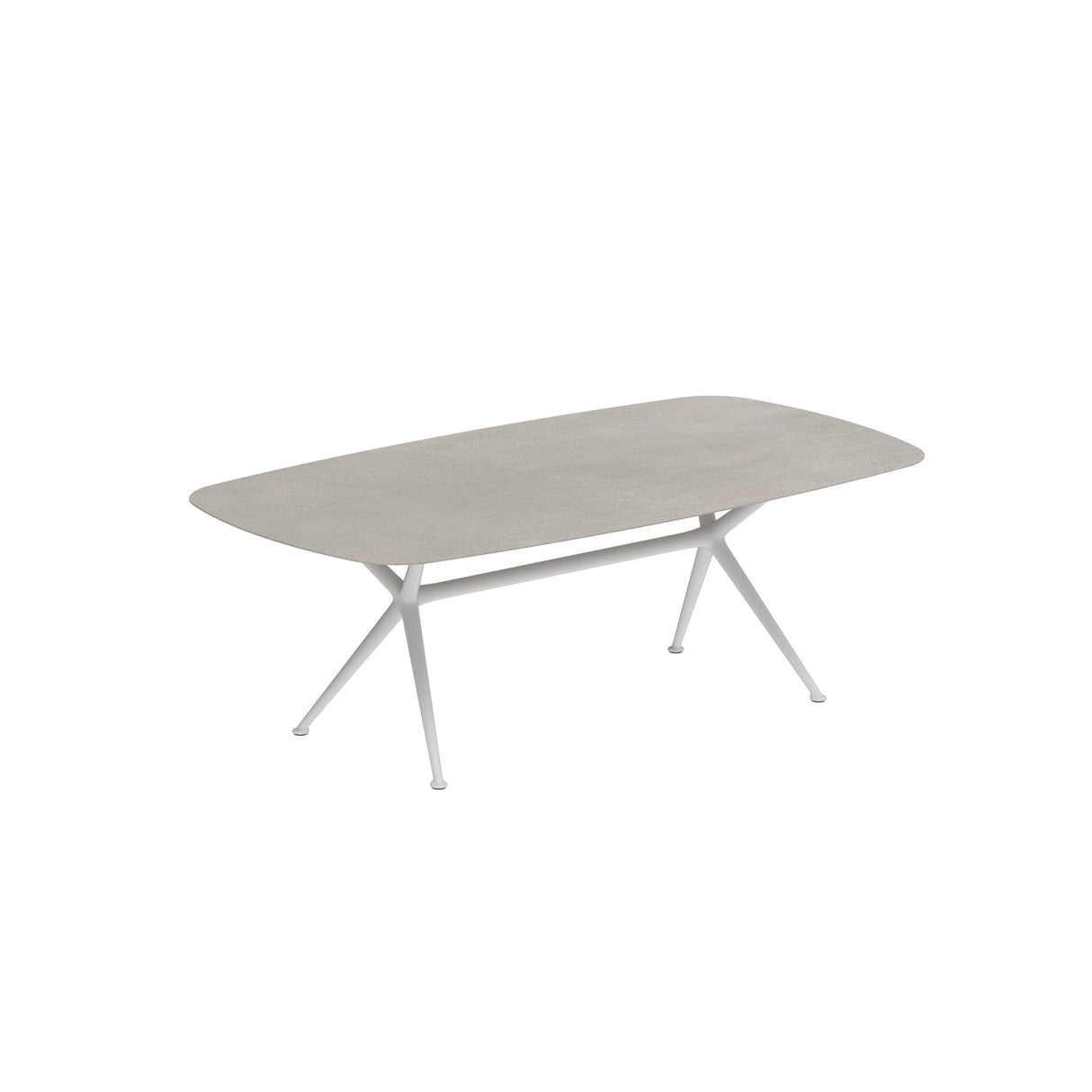 Royal Botania Exes Table Ovale 220x120cm Pieds Alu White WR - Plateau Céramique Cemento Luminoso CL