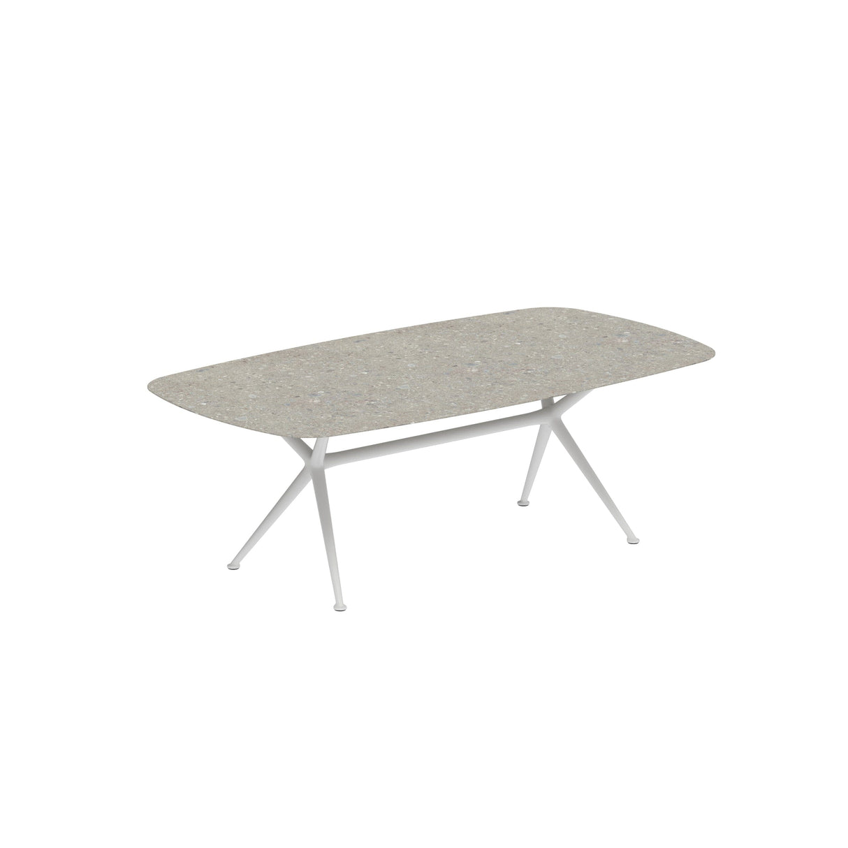 Royal Botania Exes Table Ovale 220x120cm Pieds Alu White WR - Plateau Céramique Ceppo Dolomitica CD