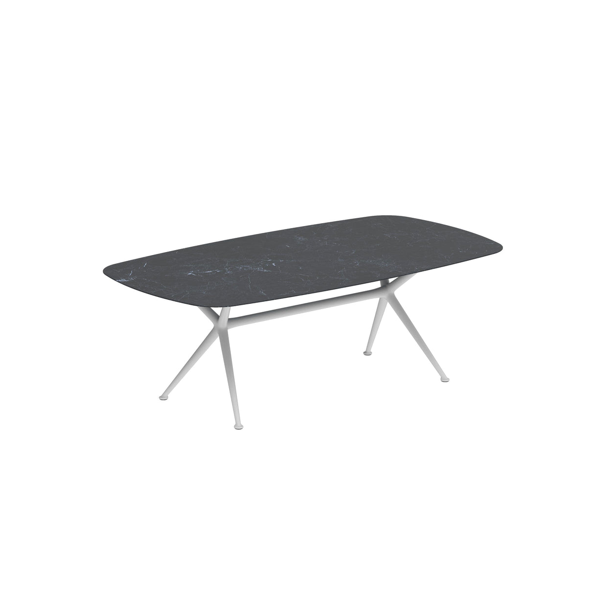 Royal Botania Exes Table Ovale 220x120cm Pieds Alu White WR - Plateau Céramique Nero Marquina NM