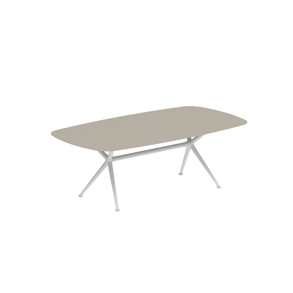 Royal Botania Exes Table Ovale 220x120cm Pieds Alu White WR - Plateau céramique Pearl Grey PG