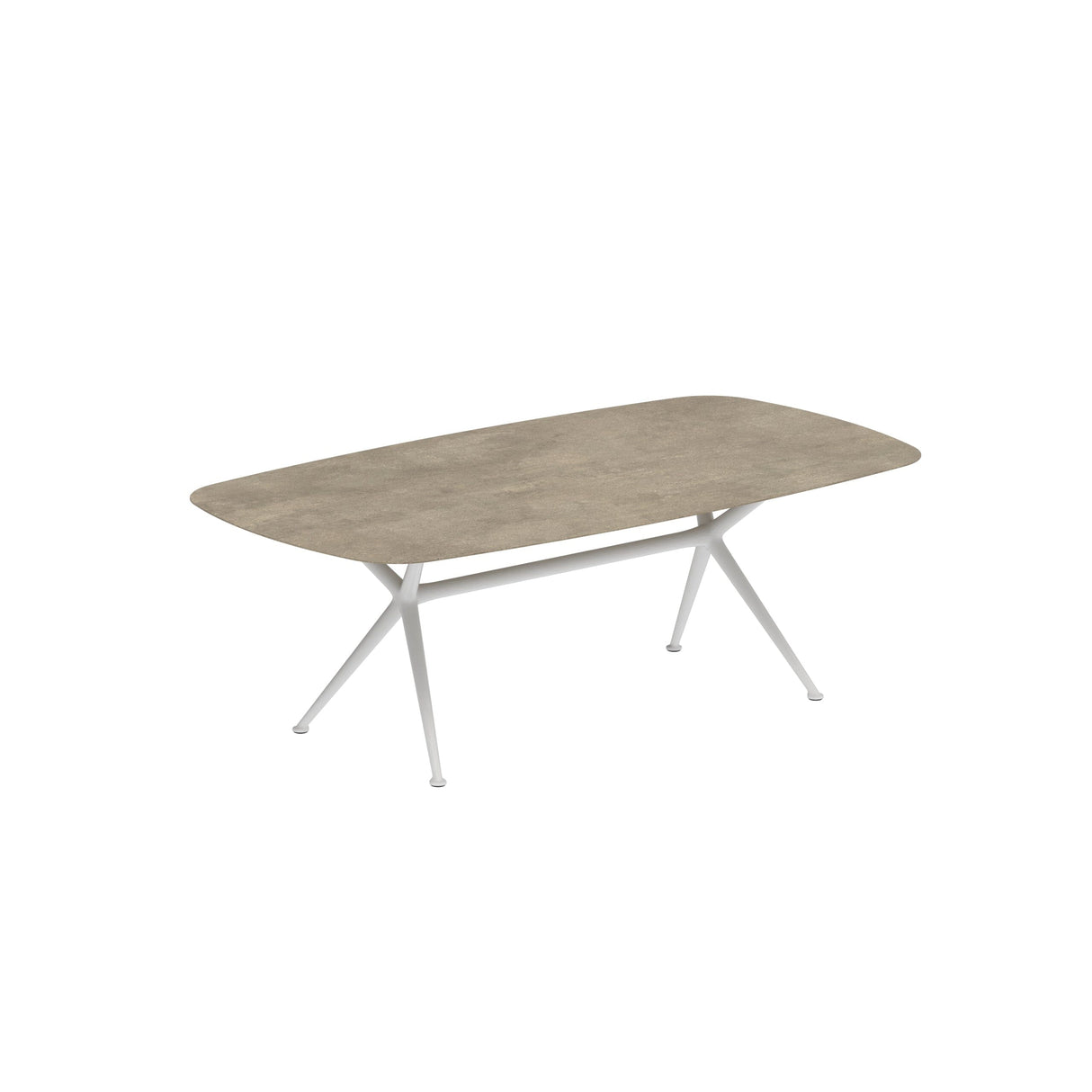 Royal Botania Exes Table Ovale 220x120cm Pieds Alu White WR - Plateau Céramique Terra Sabbia TS