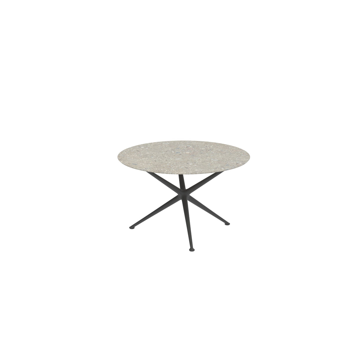 Royal Botania Exes Table ronde Ø120cm Pieds Alu Anthracite A - Plateau Céramique Ceppo Dolomitica CD
