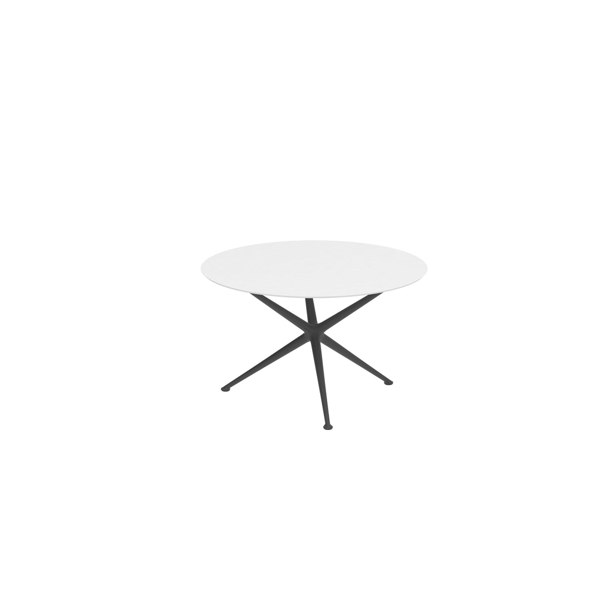 Royal Botania Exes Table ronde Ø120cm Pieds Alu Anthracite A - Plateau Céramique White WUM