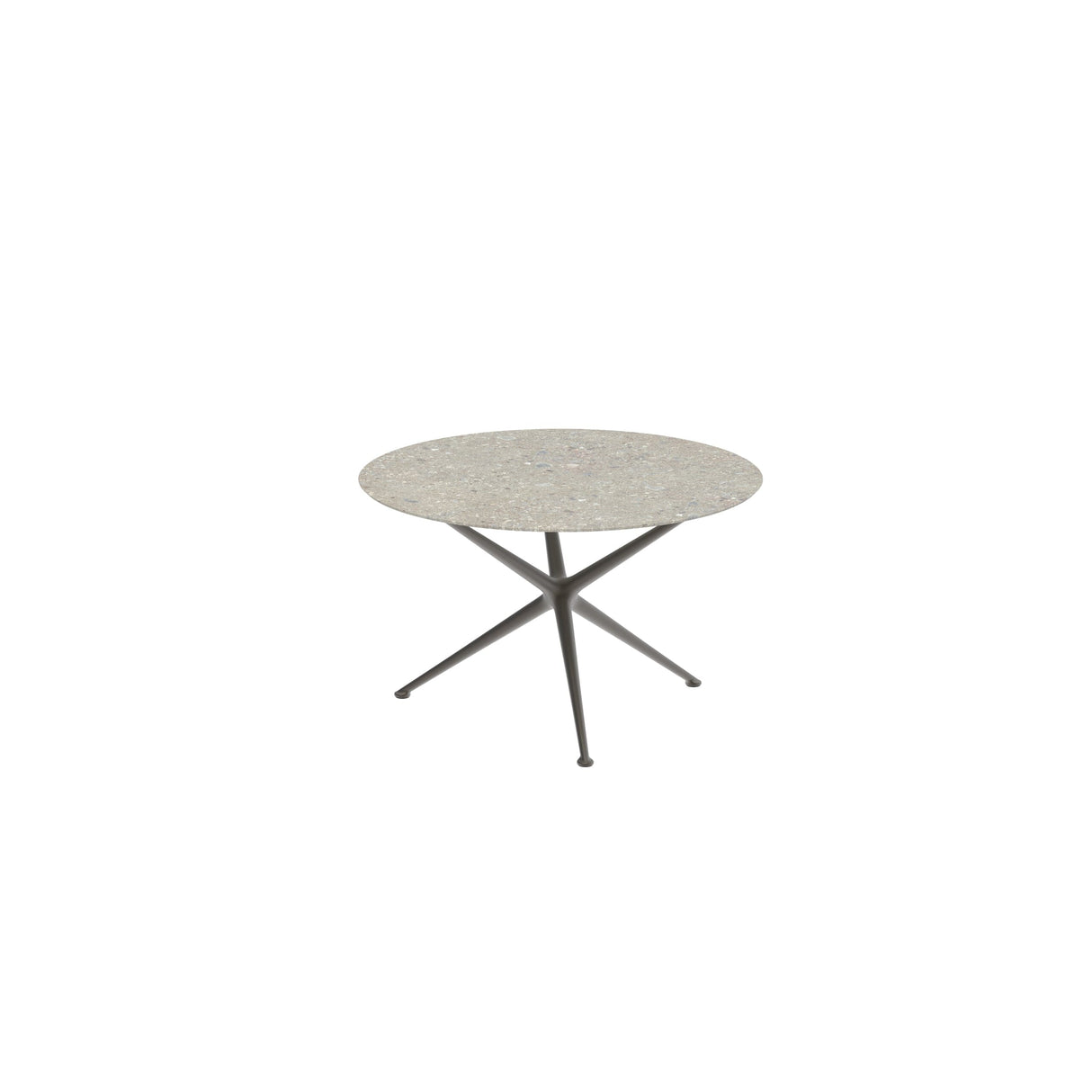 Royal Botania Exes Table ronde Ø120cm Pieds Alu Bronze BR - Plateau Céramique Ceppo Dolomitica CD