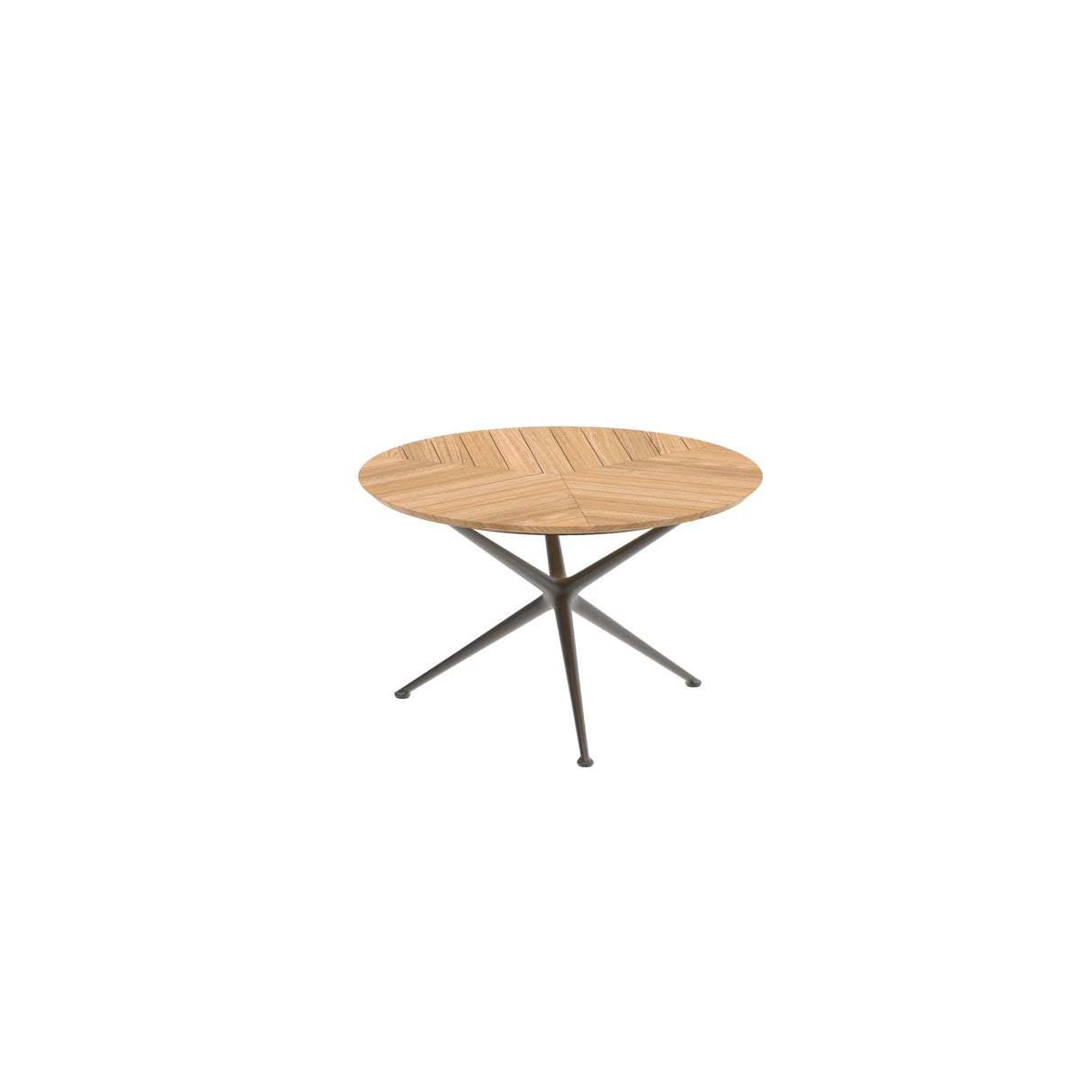 Royal Botania Exes Table ronde Ø120cm Pieds Alu Bronze BR - Plateau Teak W