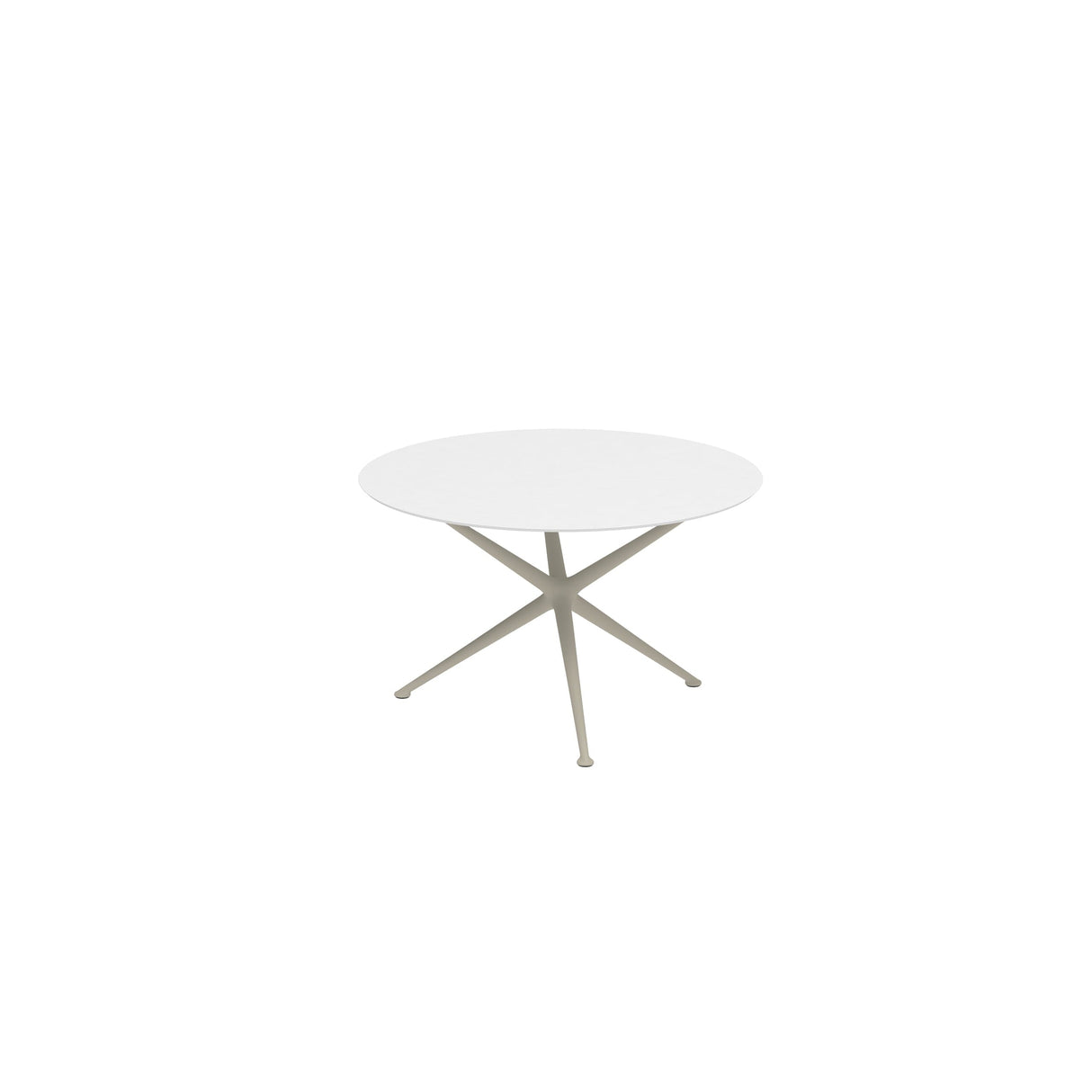 Royal Botania Exes Table ronde Ø120cm Pieds Alu Pebble PB - Plateau Céramique White WUM