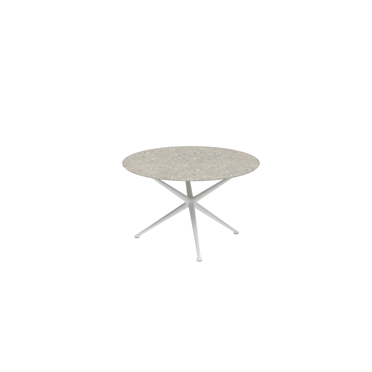 Royal Botania Exes Table ronde Ø120cm Pieds Alu White WR - Plateau Céramique Ceppo Dolomitica CD