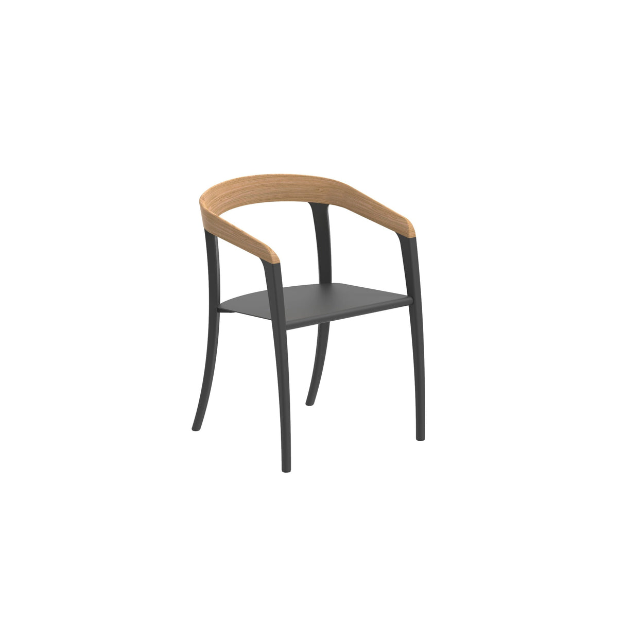 Royal Botania Jive JIV55W Fauteuil repas avec assise Alu et dossier Teck Anthracite A + Teak W