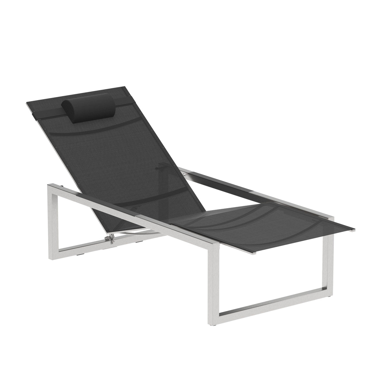 Royal Botania Ninix NNX195T Chaise longue Lounger Inox Brossé SS - Toile Black ZU