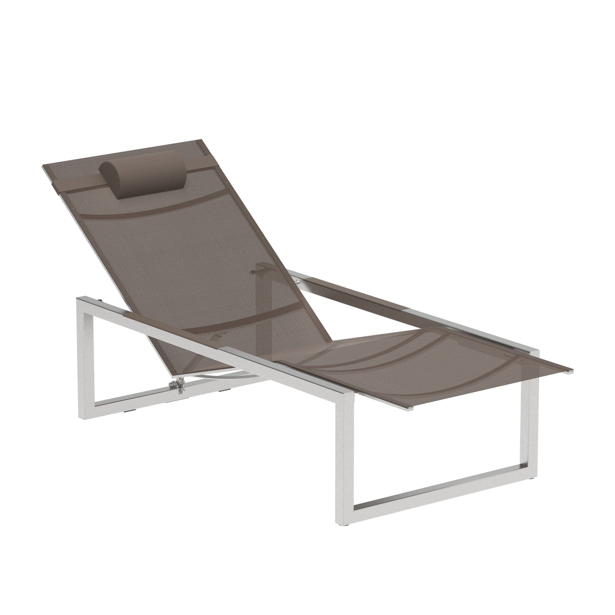 Royal Botania Ninix NNX195T Chaise longue Lounger Inox Brossé SS - Toile Cappuccino CAU