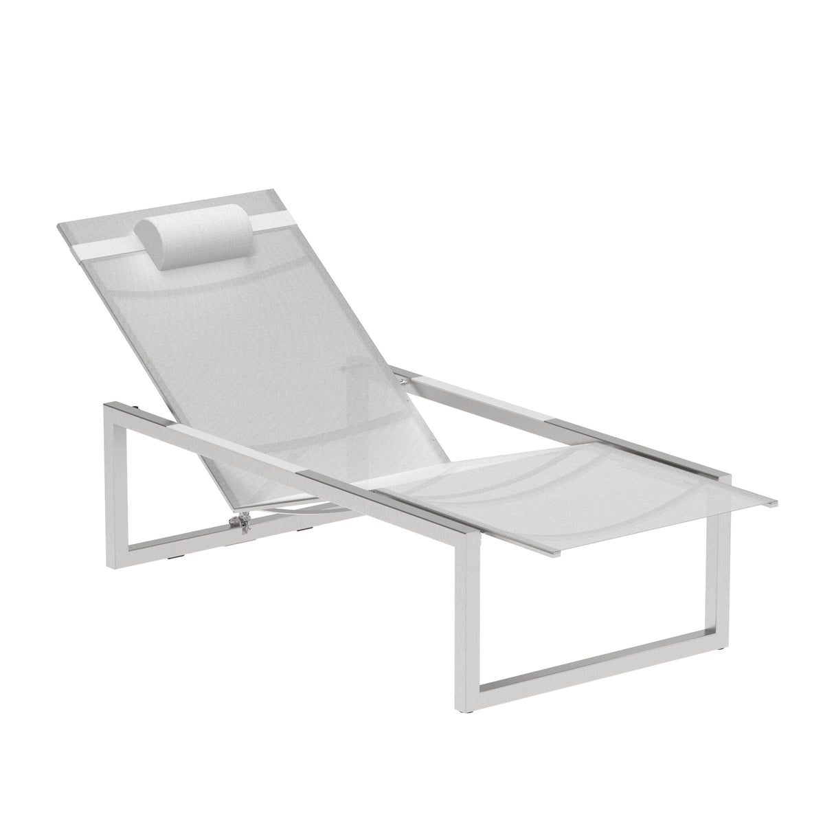 Royal Botania Ninix NNX195T Chaise longue Lounger Inox Brossé SS - Toile White WU