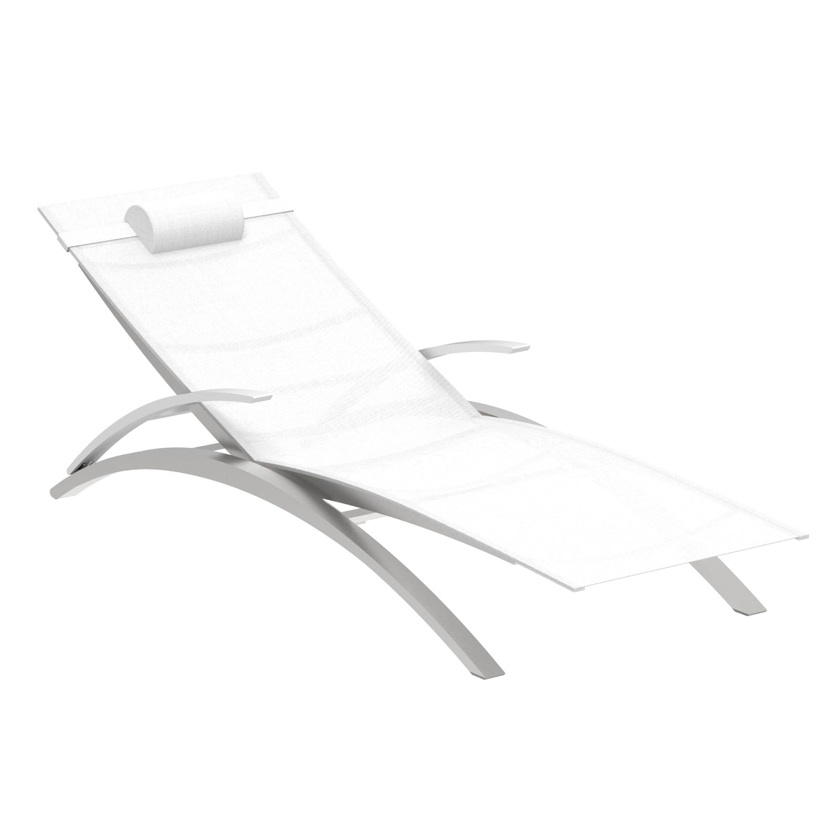 Royal Botania O-zon OZN195T Chaise longue Lounger empilable Inox Brossé SS - Toile White WU
