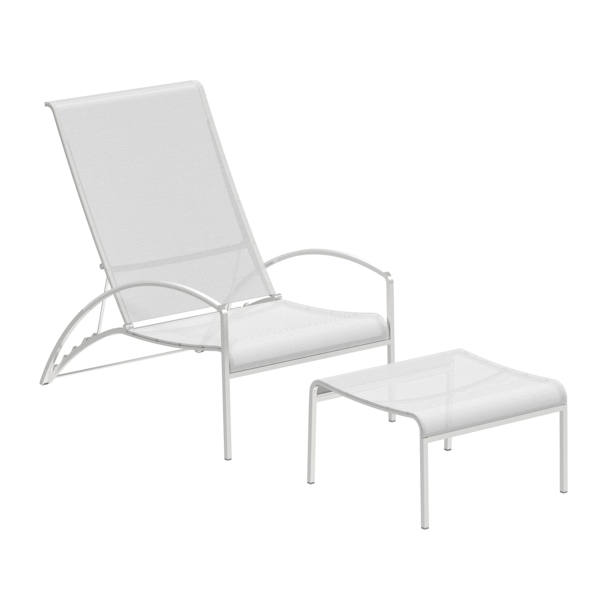 Royal Botania QT QT195T Chaise longue Lounger avec repose-pieds Inox Brossé SS - Toile White WU