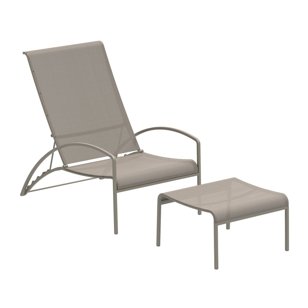Royal Botania QT QT195T Chaise longue Lounger avec repose-pieds Laqué Sand S - Toile Pearl Grey PG