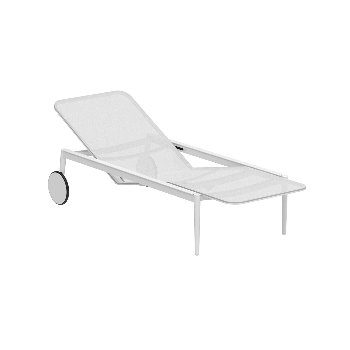 Royal Botania Styletto STY195T Chaise longue Lounger Laqué White W - Toile White WU En teck