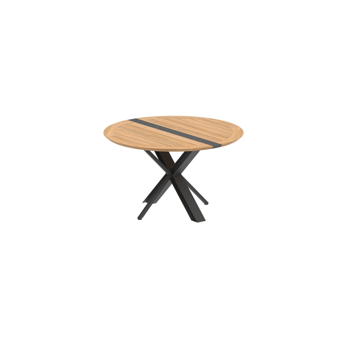 Royal Botania Traverse TRV130F Table repas Ø130cm Laqué Black A Teak W