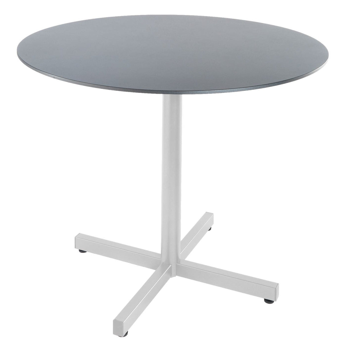 Schaffner Basel table repas rabattable Ø90cm Blanc 90 Gris Argent 78