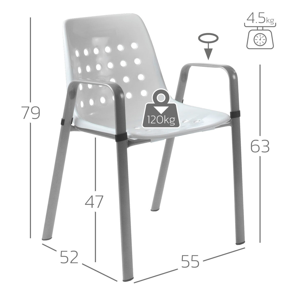 Schaffner Bermuda Fauteuil repas avec accoudoirs tubes ovales