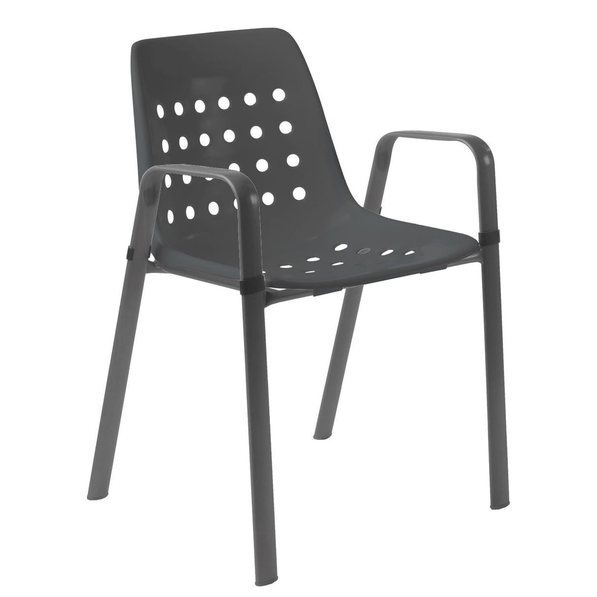 Schaffner Bermuda Fauteuil repas avec accoudoirs tubes ovales Anthracite 77 Anthracite 77