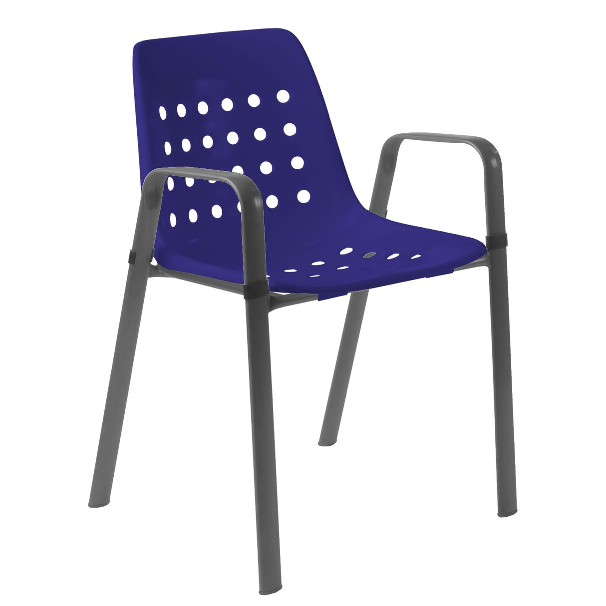 Schaffner Bermuda Fauteuil repas avec accoudoirs tubes ovales Anthracite 77 Bleu 53