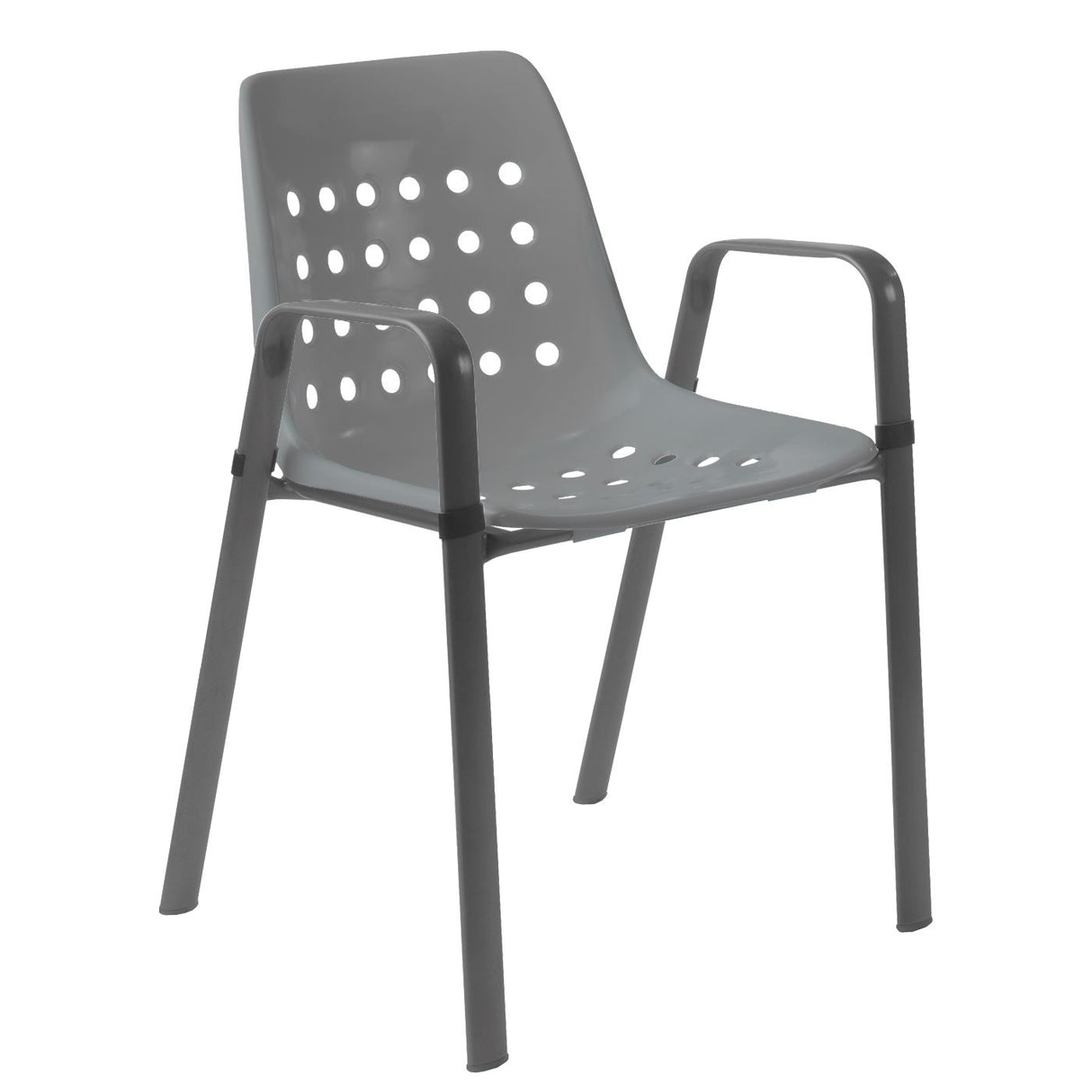 Schaffner Bermuda Fauteuil repas avec accoudoirs tubes ovales Anthracite 77 Gris Argent 78