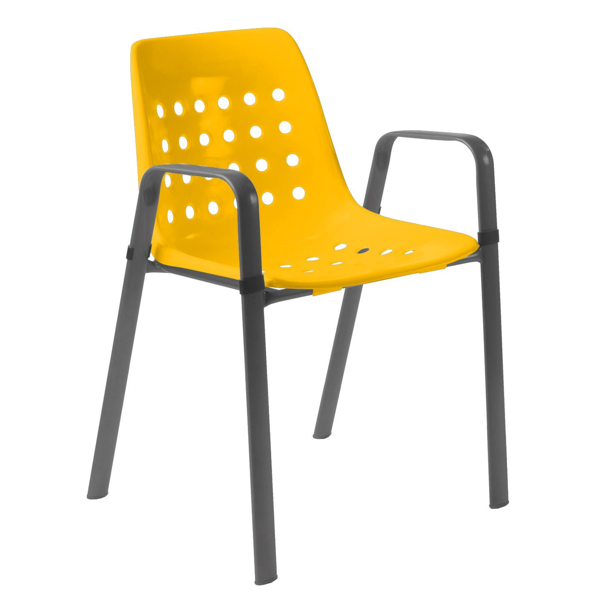 Schaffner Bermuda Fauteuil repas avec accoudoirs tubes ovales Anthracite 77 Jaune 11