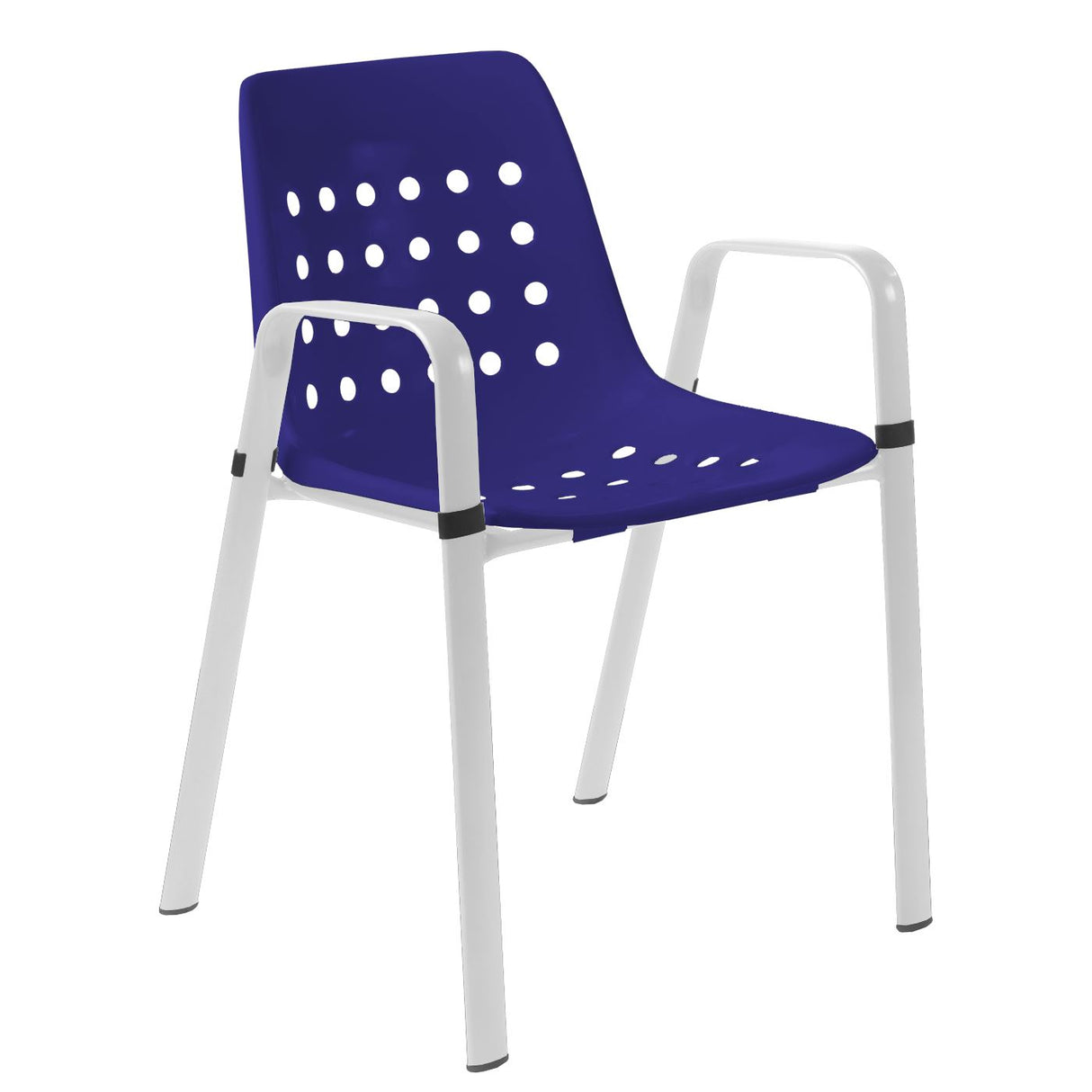 Schaffner Bermuda Fauteuil repas avec accoudoirs tubes ovales Blanc 90 Bleu 53