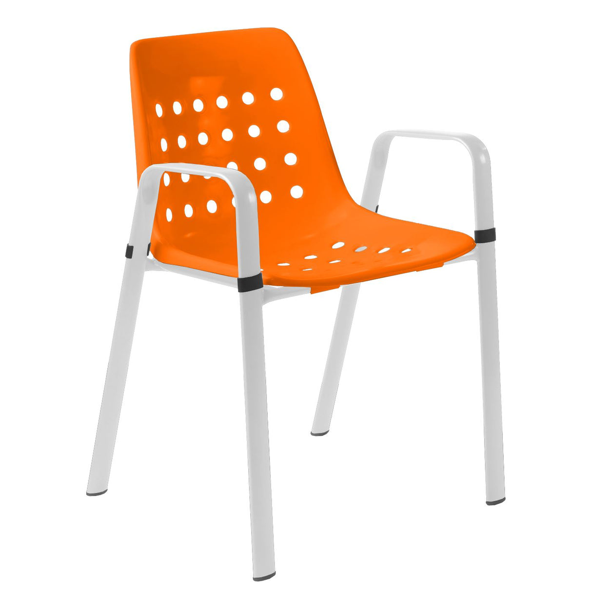 Schaffner Bermuda Fauteuil repas avec accoudoirs tubes ovales Blanc 90 Orange 13