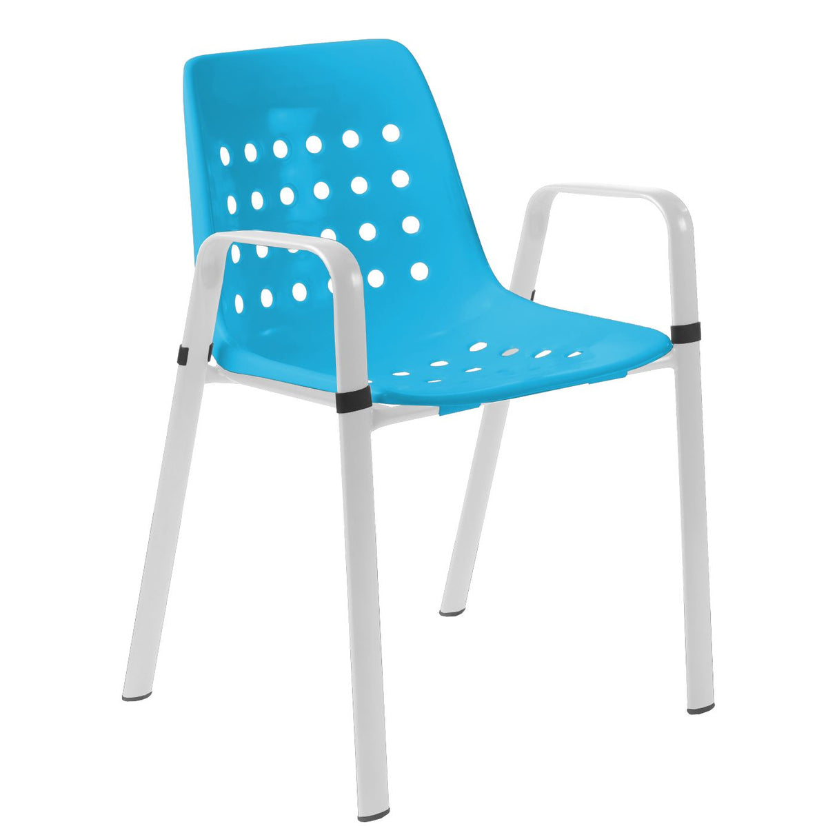 Schaffner Bermuda Fauteuil repas avec accoudoirs tubes ovales Blanc 90 Turquoise 58