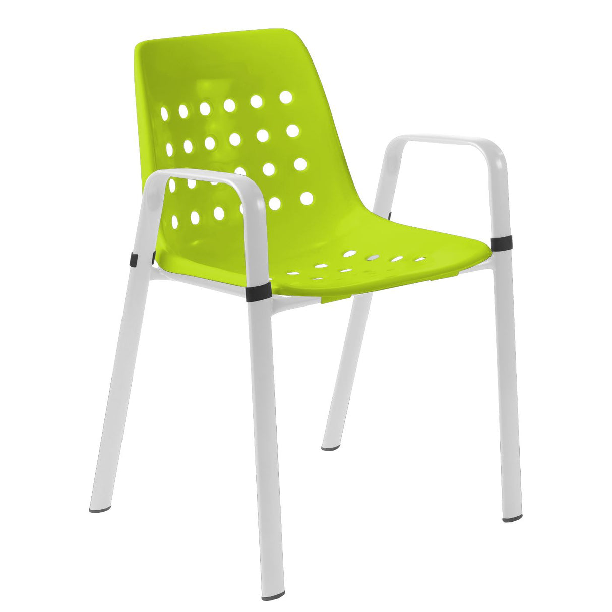 Schaffner Bermuda Fauteuil repas avec accoudoirs tubes ovales Blanc 90 Vert Clair 63
