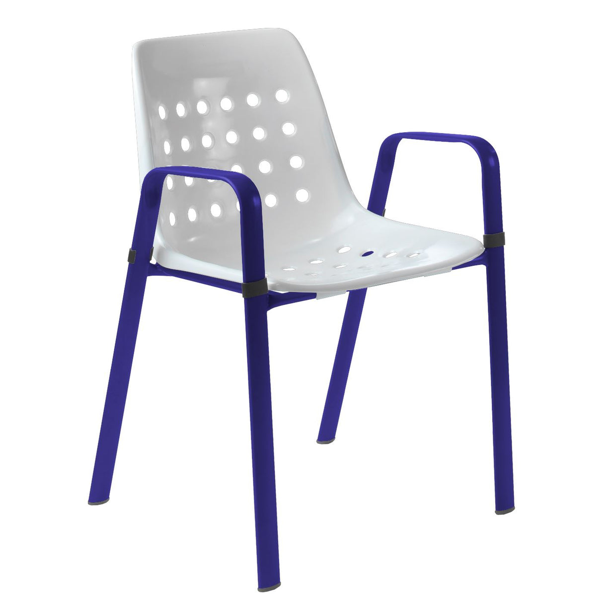 Schaffner Bermuda Fauteuil repas avec accoudoirs tubes ovales Bleu 53 Blanc 90