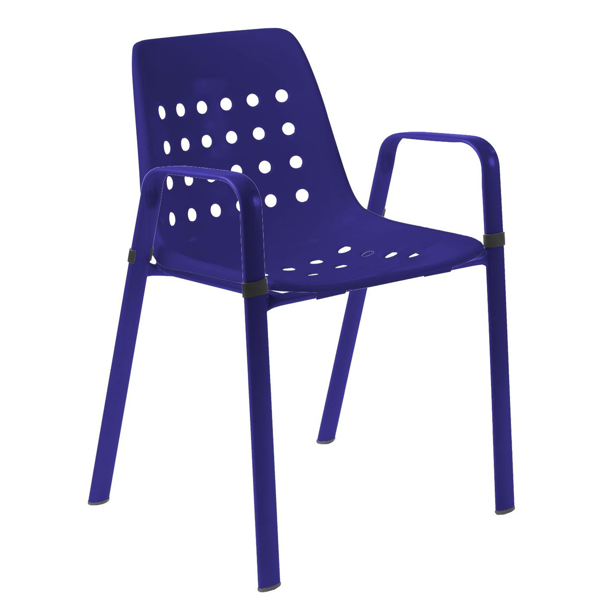 Schaffner Bermuda Fauteuil repas avec accoudoirs tubes ovales Bleu 53 Bleu 53