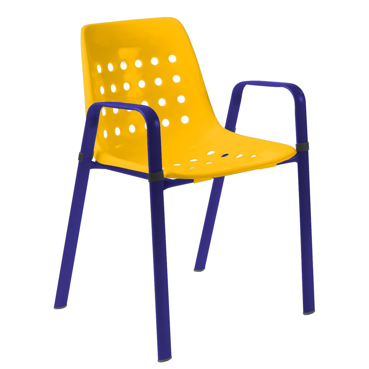 Schaffner Bermuda Fauteuil repas avec accoudoirs tubes ovales Bleu 53 Jaune 11