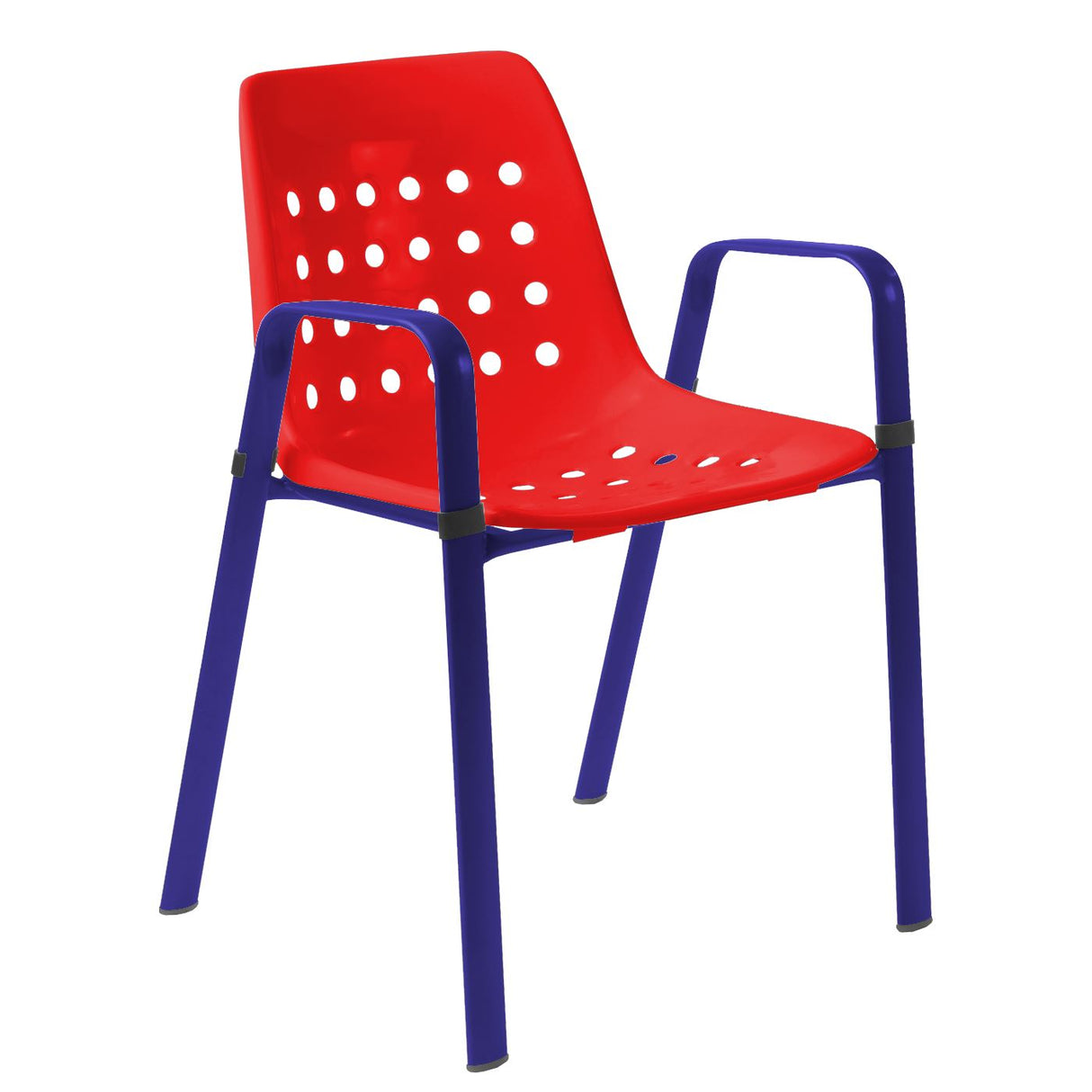 Schaffner Bermuda Fauteuil repas avec accoudoirs tubes ovales Bleu 53 Rouge 30