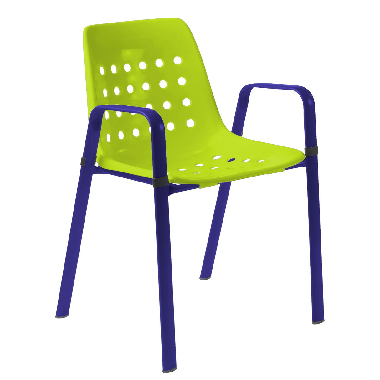 Schaffner Bermuda Fauteuil repas avec accoudoirs tubes ovales Bleu 53 Vert Clair 63