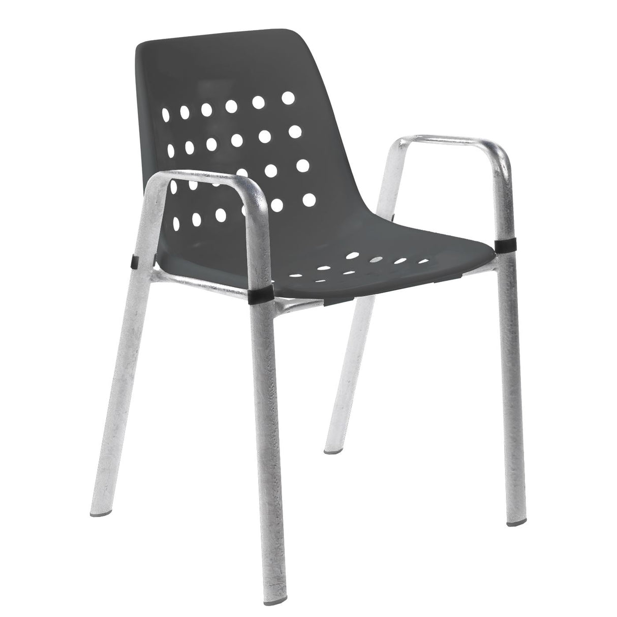 Schaffner Bermuda Fauteuil repas avec accoudoirs tubes ovales Galvanisé à chaud 02 Anthracite 77