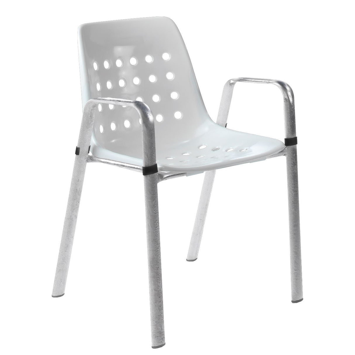 Schaffner Bermuda Fauteuil repas avec accoudoirs tubes ovales Galvanisé à chaud 02 Blanc 90