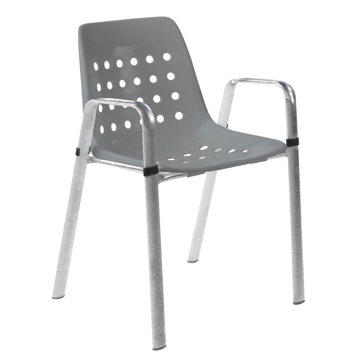 Schaffner Bermuda Fauteuil repas avec accoudoirs tubes ovales Galvanisé à chaud 02 Gris Argent 78