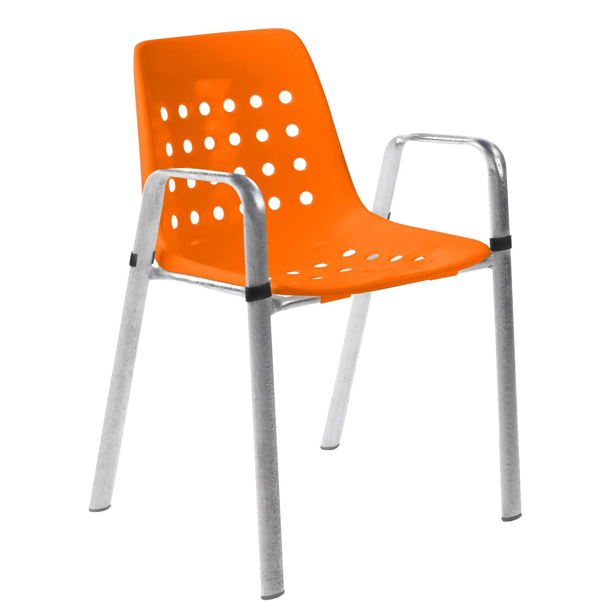 Schaffner Bermuda Fauteuil repas avec accoudoirs tubes ovales Galvanisé à chaud 02 Orange 13