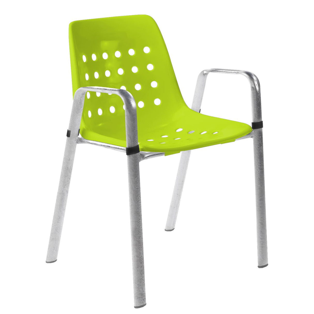 Schaffner Bermuda Fauteuil repas avec accoudoirs tubes ovales Galvanisé à chaud 02 Vert Clair 63