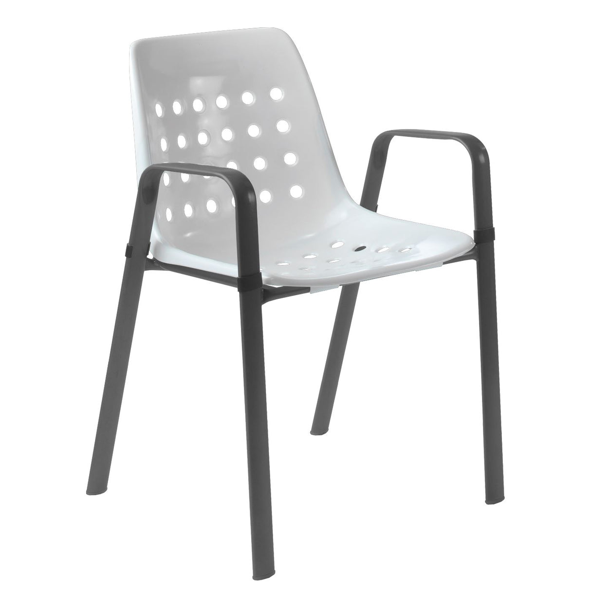 Schaffner Bermuda Fauteuil repas avec accoudoirs tubes ovales Graphite 73 Blanc 90