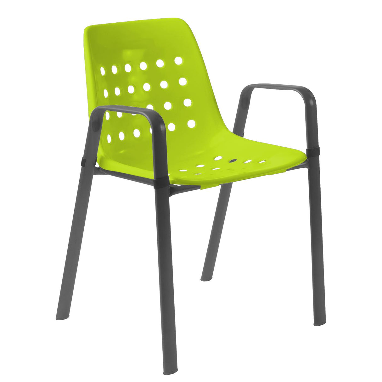 Schaffner Bermuda Fauteuil repas avec accoudoirs tubes ovales Graphite 73 Vert Clair 63