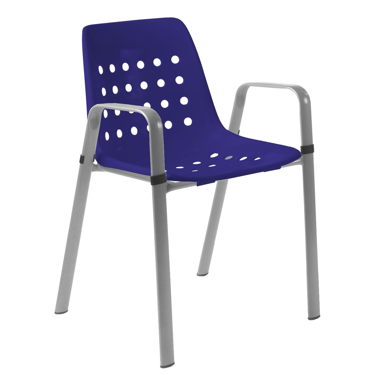Schaffner Bermuda Fauteuil repas avec accoudoirs tubes ovales Gris Argent 78 Bleu 53